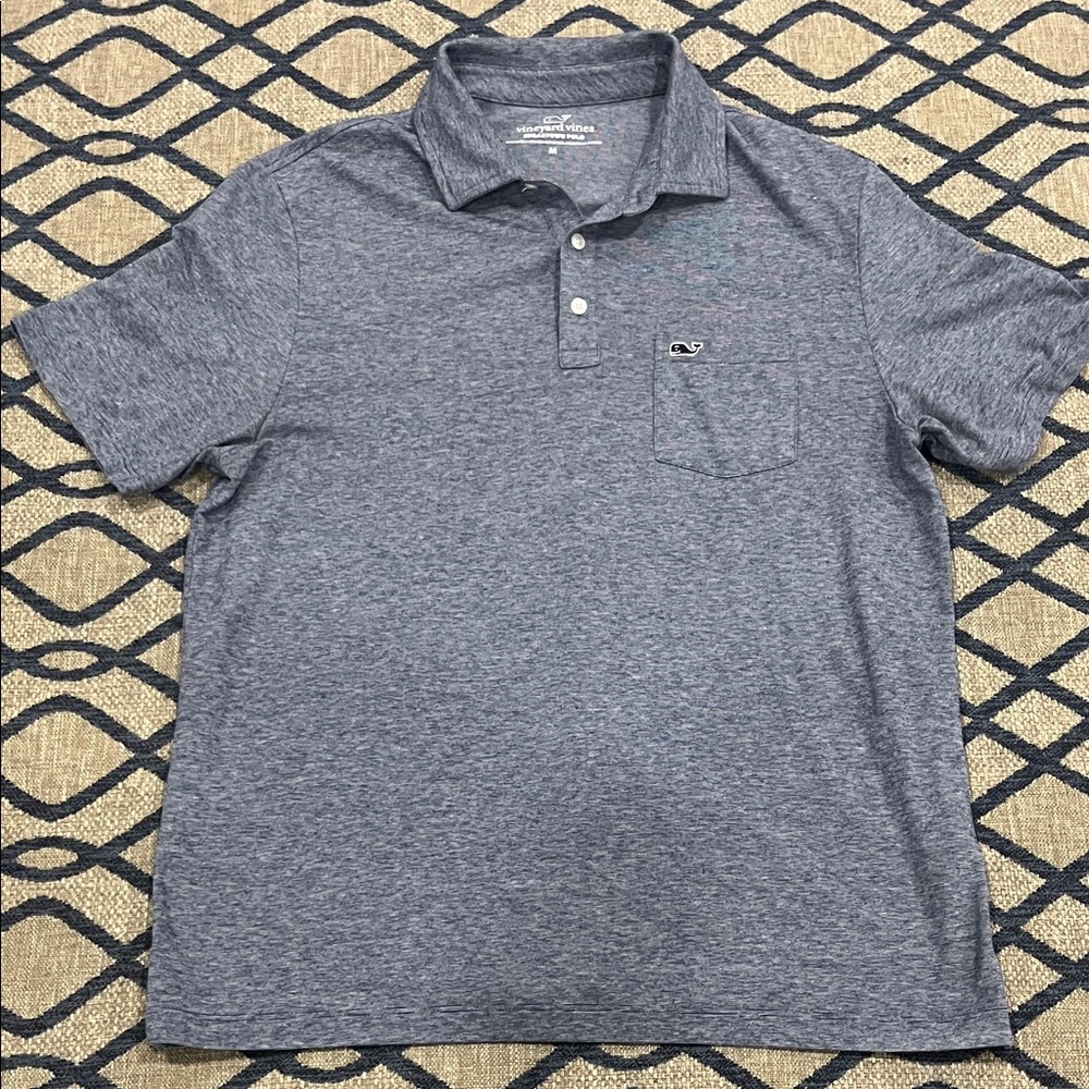 Vineyard Vines Men's Heathered Blue Polo Shirt